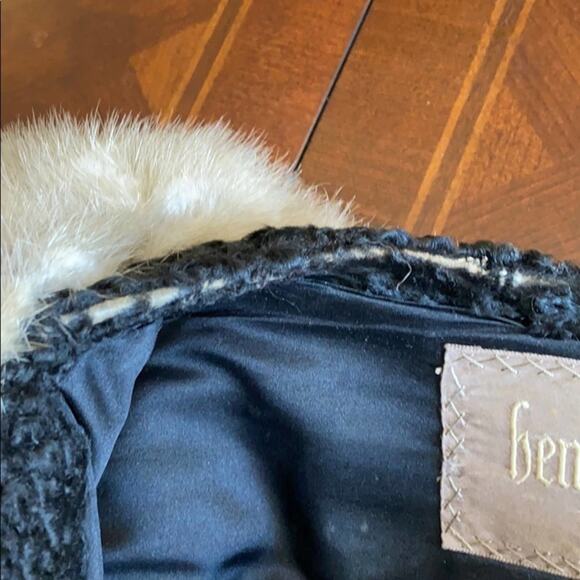 Henri Kessler women’s M vintage black curly wool fur coat - Picture 8 of 8